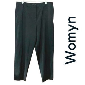 Women black high rise dress pants 96% cotton made in USA taper leg size 14